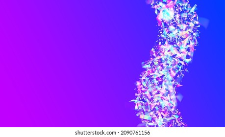 Rainbow Glitter. Metal Element. Carnival Tinsel. Kaleidoscope Glare. Modern Foil. Purple Shiny Sparkles. Festive Art. Party Vaporwave Illustration. Blue Rainbow Glitter