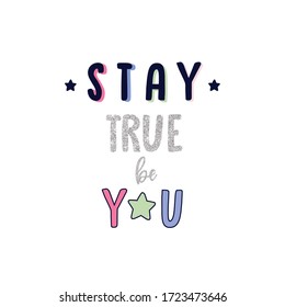 rainbow glitter texto estrella línea tee ilustración vectorial