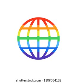 rainbow globe vector icon
