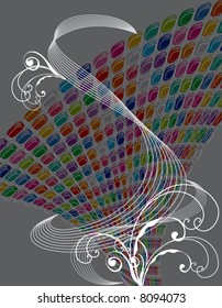 rainbow glossy buttons twist and swirls (vector)