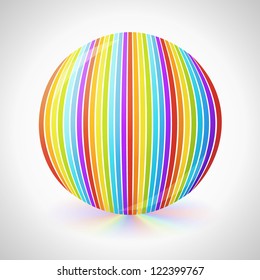 Rainbow glossy sphere isolated on white. Vector illustration for your very bright and attractive design. Colorful element for your fresh presentation.
