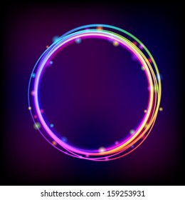 Rainbow glowing crcle frame with sparkles. Vector eps 10
