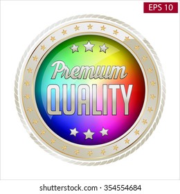 Rainbow Gold and White Badge on White Background. Premium Quality.