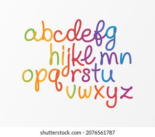 Alfabeto gradiente arcoiris. Tipografía vectorial colorida. Fuente moderna de escritura creativa para logo creativo, afiche de tipografía y otros.