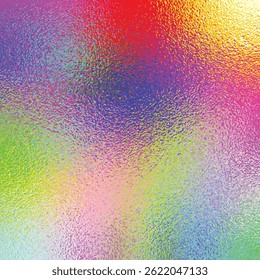 Gradiente de arco iris de fondo borroso. Textura de color abstracto iridiscente. Patrón metálico de papel multicolor. Superficie de vidrio mate de color para diseños de impresión. Vector 