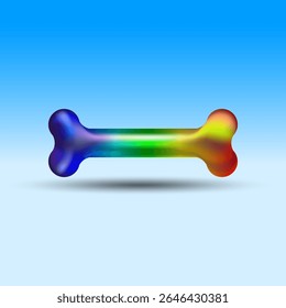 Rainbow gradient bone with soft 3D volume on blue background — vector icon