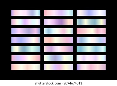 Rainbow gradient color set  Unicorn holographic  metallic  silver  elegant chrome  iridescent swatches palette  