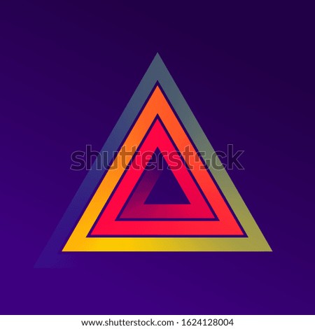 Rainbow gradient colour spiral triangle icon symbol on dark background