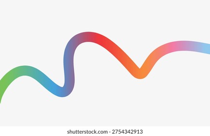Rainbow Gradient Curved Line Background Colorful Wave Stroke Vector
