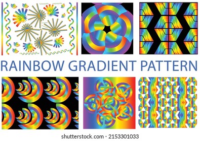 Rainbow gradient geometric new pattern background bundle