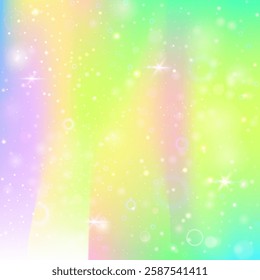 Rainbow Gradient. Green Girl Pattern. Kawaii Hologram. Iridescent Girlish Mesh. Yellow Magical Background. Pink Universe Invitation. Princess Glitter. Dream Rainbow Gradient.