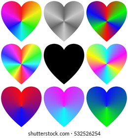 Rainbow gradient heart icon template set