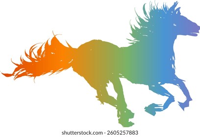 rainbow gradient horse silhouette illustration vector
