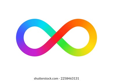 Rainbow gradient infinity symbol isolated on white background. Vector