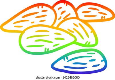 rainbow gradient line drawing of a almonds