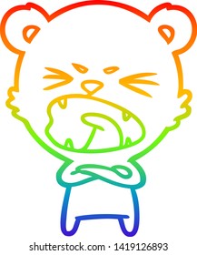 rainbow gradient line drawing of a angry cartoon polar bear