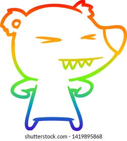 rainbow gradient line drawing of a angry polar bear cartoon