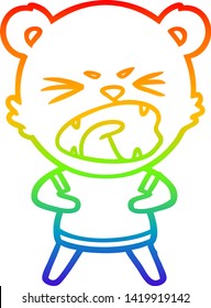 rainbow gradient line drawing of a angry cartoon bear