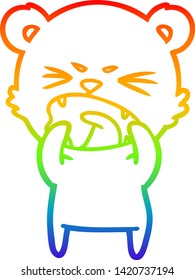 dibujo de una línea de degradado de un oso de dibujos animados enojado