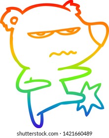 dibujo de una línea degradada de un oso enojado pateando
