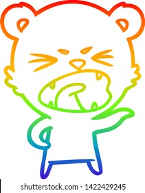 rainbow gradient line drawing of a angry cartoon polar bear