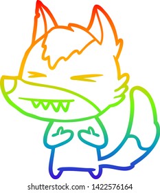 Regenbogen-Farbverlauf-Zeichnung eines wütenden Wolfskarions