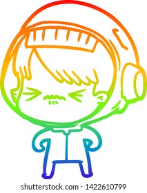 dibujo de una chica del espacio de caricaturas enojada con gradiente arco iris
