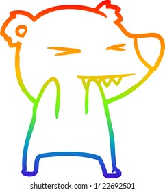 dibujo de la línea de gradiente del arco iris de una caricatura de oso enojado