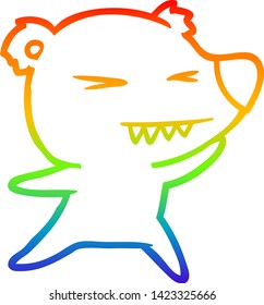 rainbow gradient line drawing of a angry polar bear cartoon