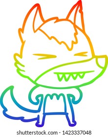 Regenbogen-Farbverlauf-Zeichnung eines wütenden Wolfskarions