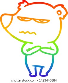 rainbow gradient line drawing of a angry bear cartoon