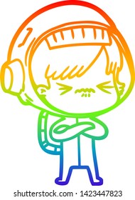 dibujo de una chica del espacio de caricaturas enojada con gradiente arco iris