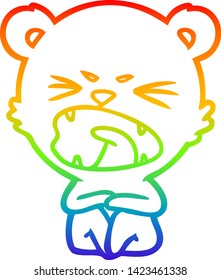 rainbow gradient line drawing of a angry cartoon bear
