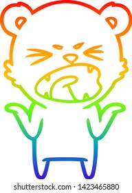 Regenbogengradientenzeichnung eines wütenden Karikaturenbären