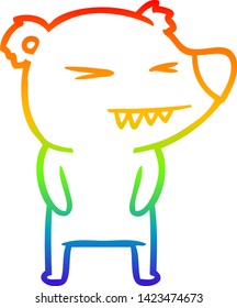 rainbow gradient line drawing of a angry polar bear cartoon