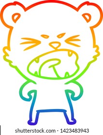 rainbow gradient line drawing of a angry cartoon polar bear