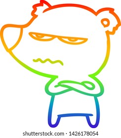 rainbow gradient line drawing of a angry bear cartoon