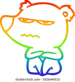 dibujo de la línea de gradiente del arco iris de una caricatura de oso enojado