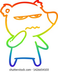 rainbow gradient line drawing of a angry bear polar cartoon