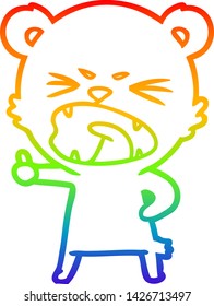 rainbow gradient line drawing of a angry cartoon bear