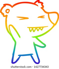 rainbow gradient line drawing of a angry polar bear cartoon