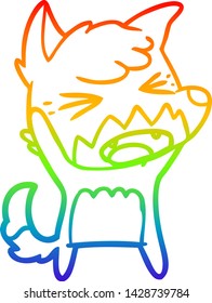 rainbow gradient line drawing of a angry cartoon fox