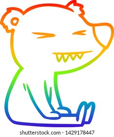 rainbow gradient line drawing of a angry polar bear cartoon