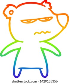 dibujo de la línea de gradiente del arco iris de una caricatura de oso enojado
