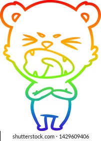 Regenbogengradientenzeichnung eines wütenden Karikaturenbären