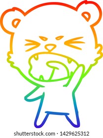 Regenbogen-Farbverlauf-Zeichnung eines wütenden Cartoon-Bären