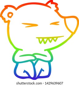 dibujo de una línea degradada de un oso polar enojado sentado
