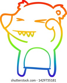 rainbow gradient line drawing of a angry bear cartoon