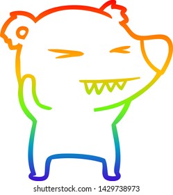 rainbow gradient line drawing of a angry polar bear cartoon