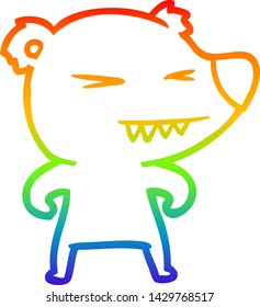 rainbow gradient line drawing of a angry polar bear cartoon